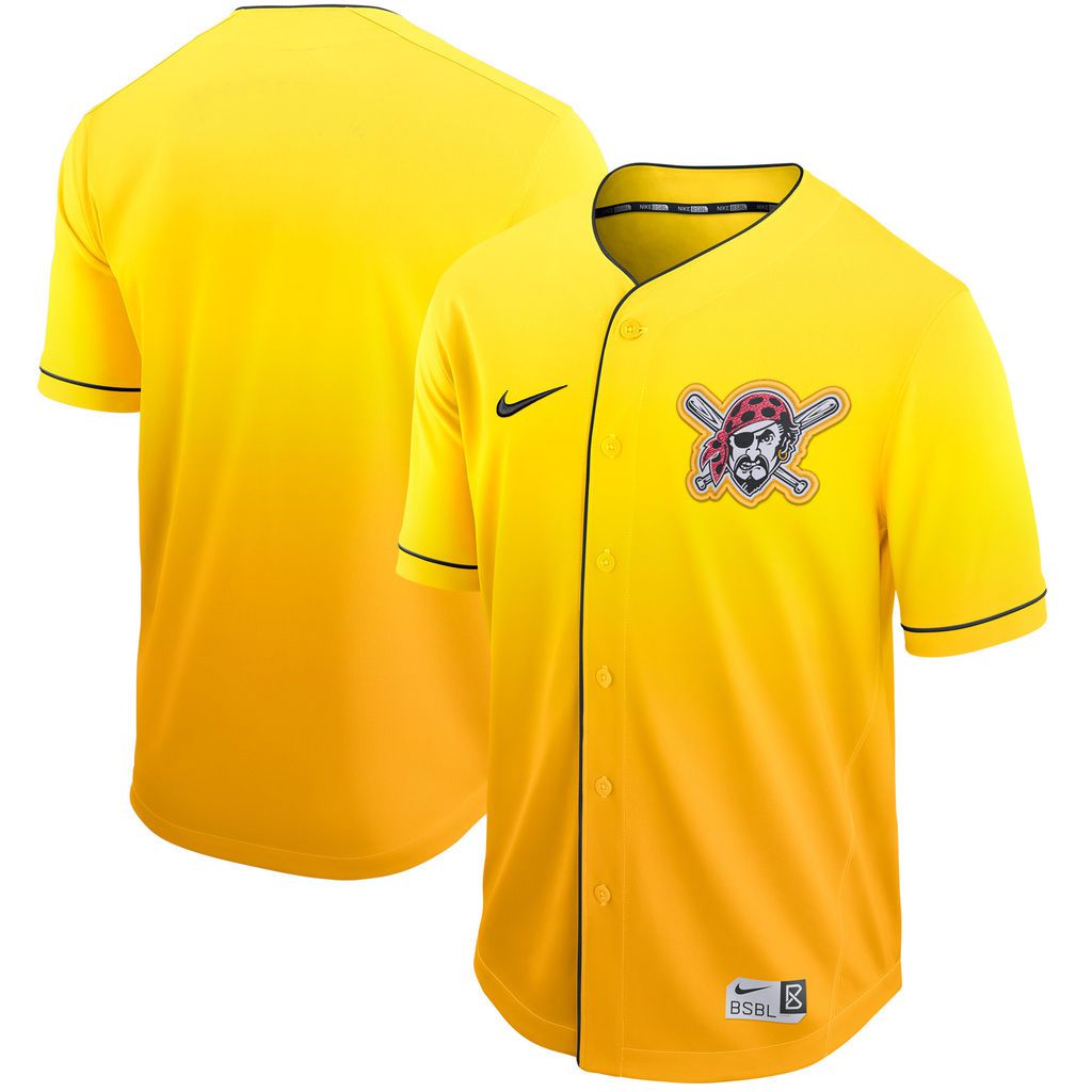 Men Pittsburgh Pirates Blank Yellow Nike Fade MLB Jersey->pittsburgh pirates->MLB Jersey